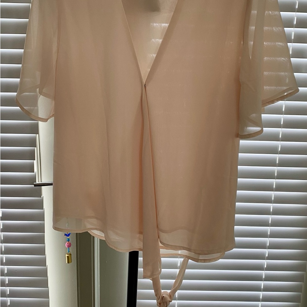 Zenana Outfitters Cream Tie-Front Blouse